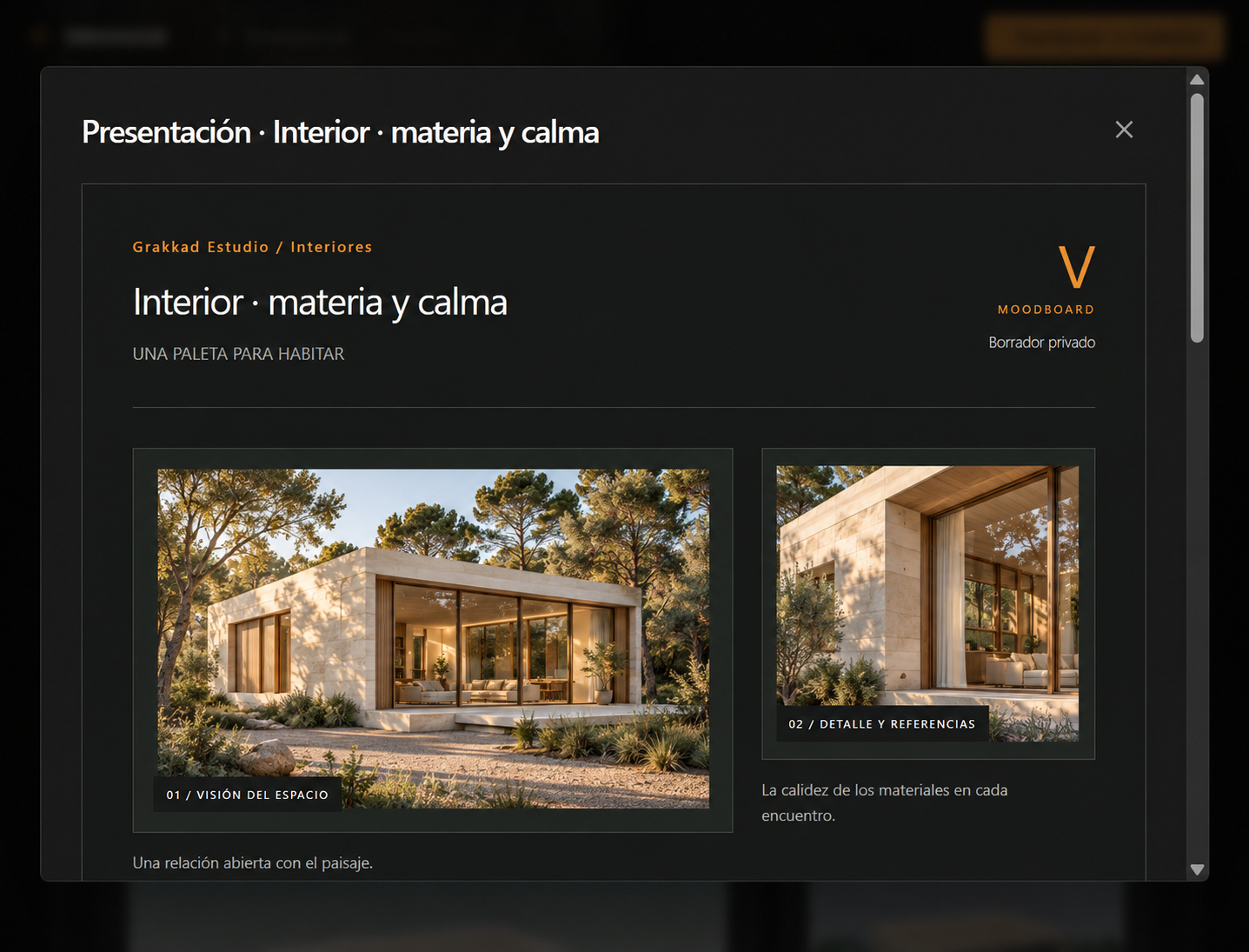 Presentación de Vitrina con una casa conceptual e imágenes hiperrealistas generadas con IA